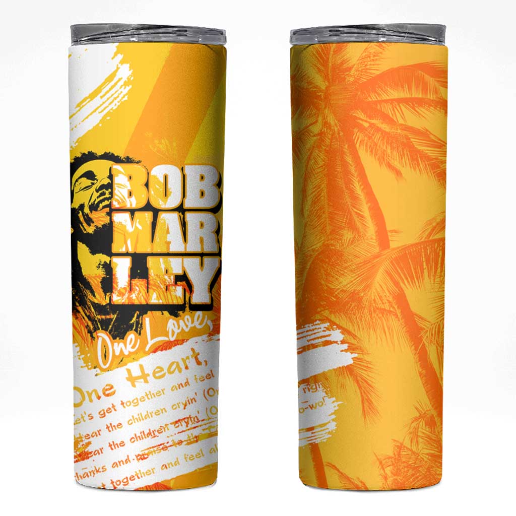 Legend Bob Reggae Skinny Tumbler One Love One Heart Tropical Leaf