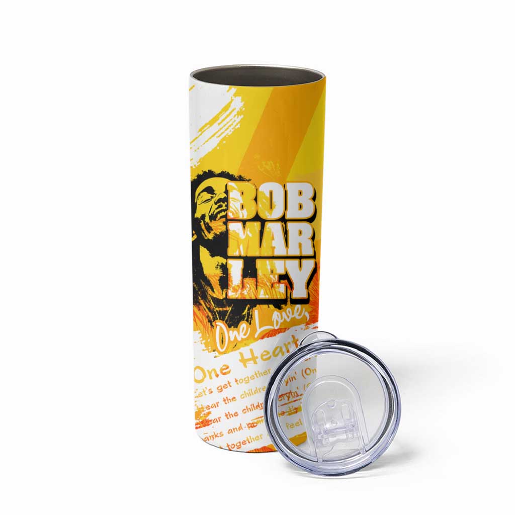 Legend Bob Reggae Skinny Tumbler One Love One Heart Tropical Leaf