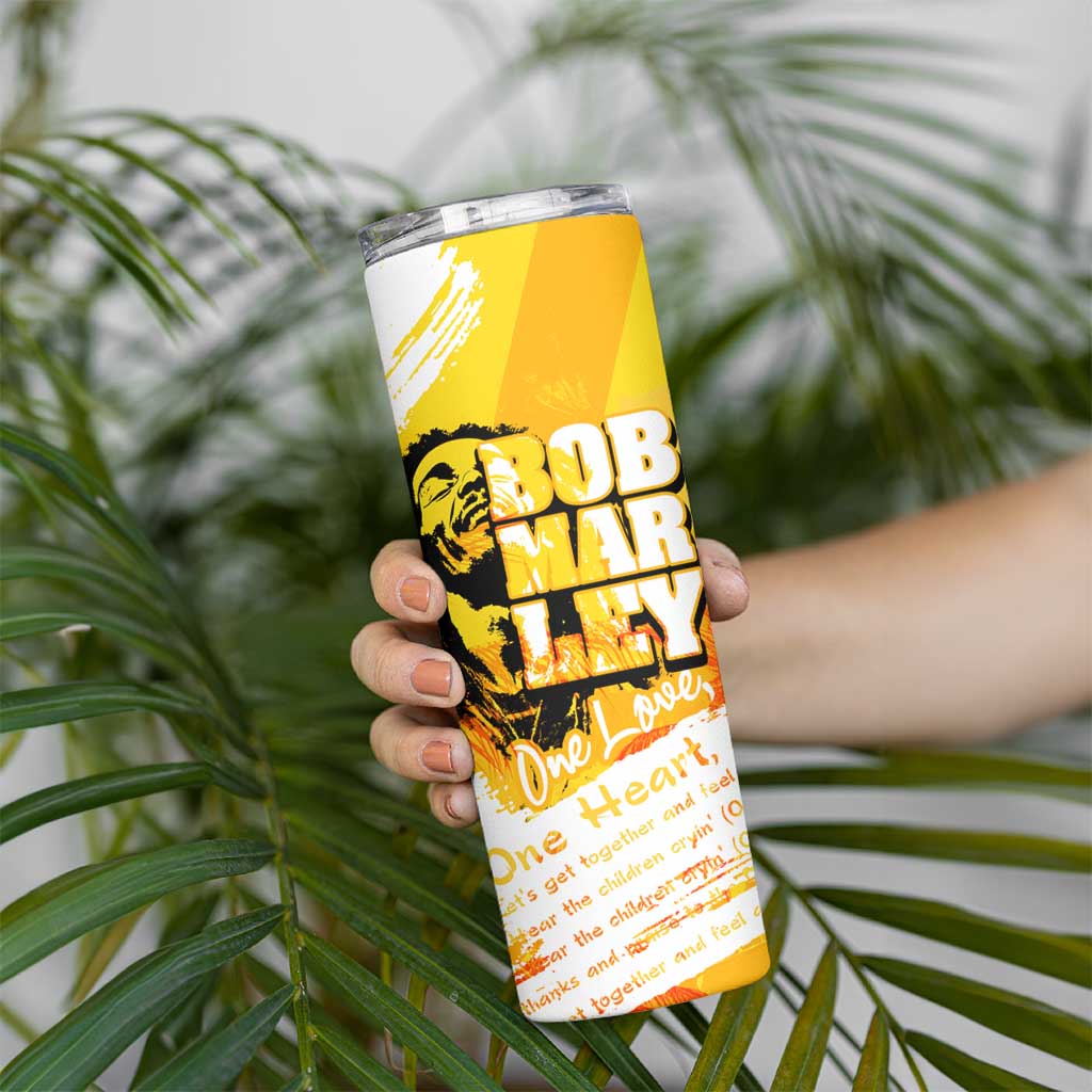 Legend Bob Reggae Skinny Tumbler One Love One Heart Tropical Leaf