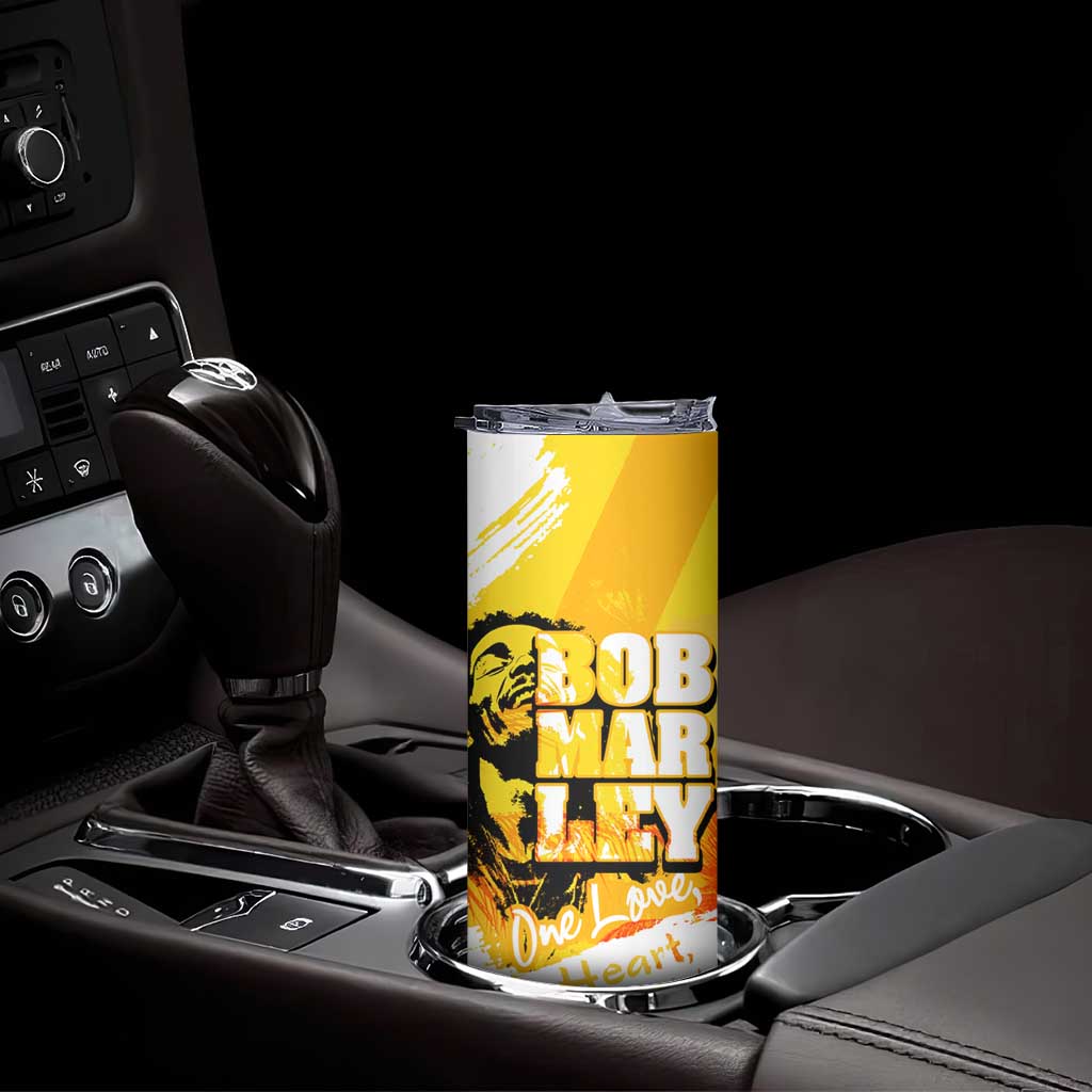 Legend Bob Reggae Skinny Tumbler One Love One Heart Tropical Leaf