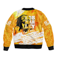 Legend Bob Reggae Sleeve Zip Bomber Jacket One Love One Heart Tropical Leaf