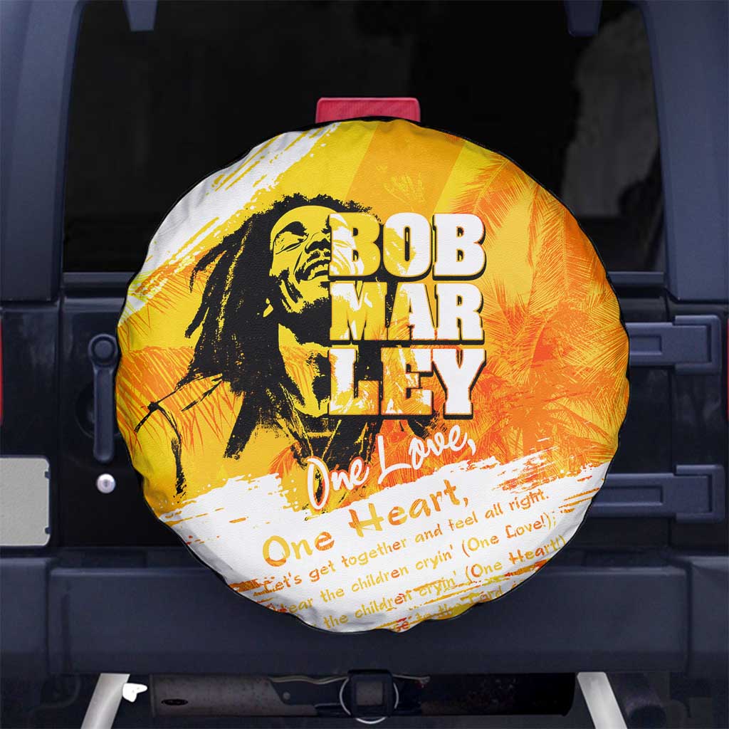 Legend Bob Reggae Spare Tire Cover One Love One Heart Tropical Leaf