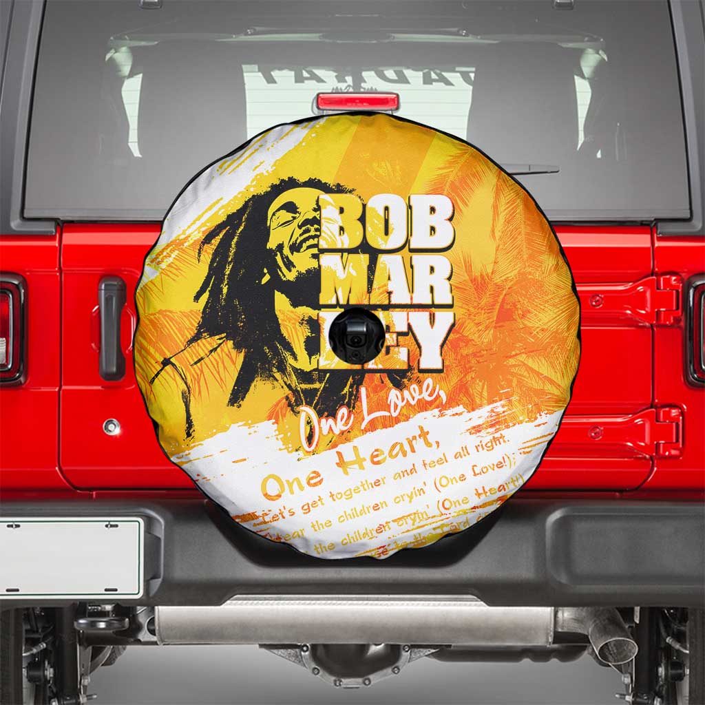 Legend Bob Reggae Spare Tire Cover One Love One Heart Tropical Leaf