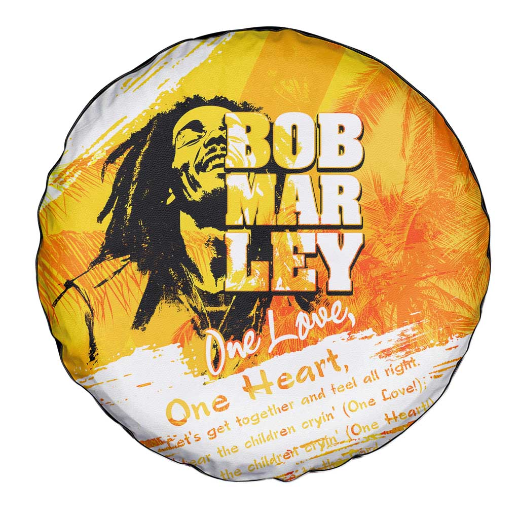 Legend Bob Reggae Spare Tire Cover One Love One Heart Tropical Leaf
