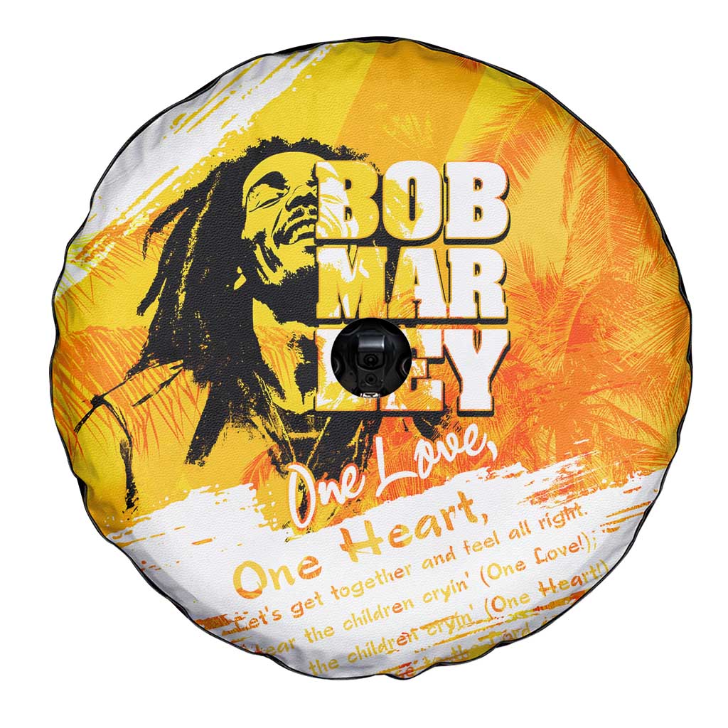 Legend Bob Reggae Spare Tire Cover One Love One Heart Tropical Leaf