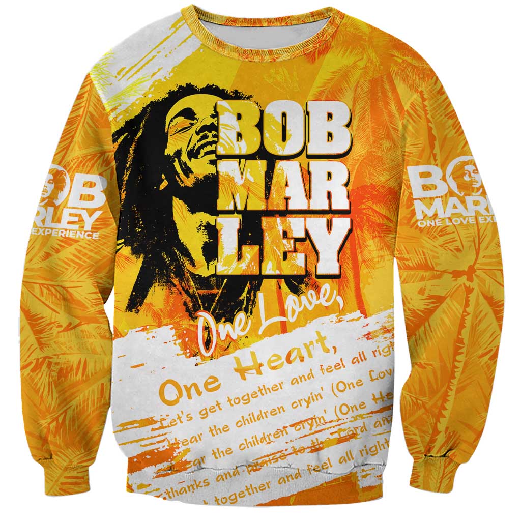 Legend Bob Reggae Sweatshirt One Love One Heart Tropical Leaf