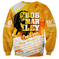 Legend Bob Reggae Sweatshirt One Love One Heart Tropical Leaf