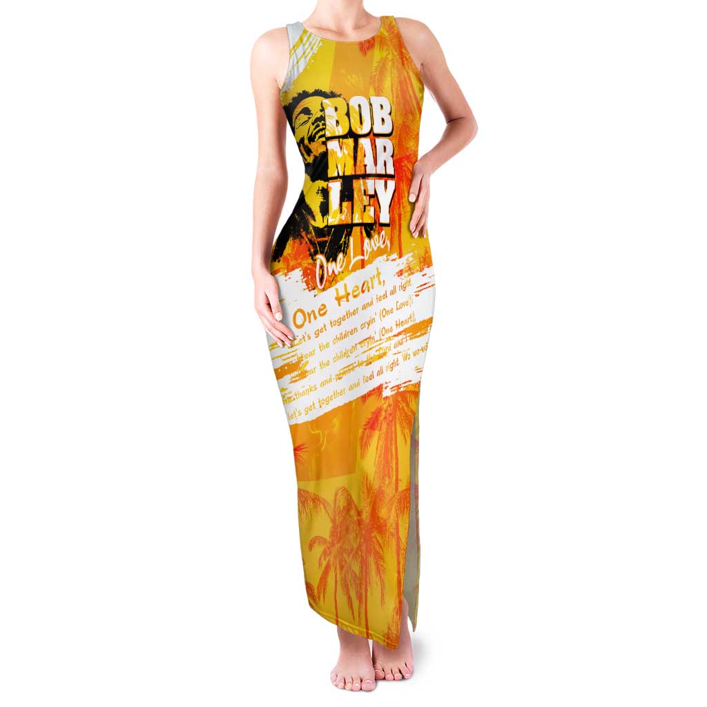 Legend Bob Reggae Tank Maxi Dress One Love One Heart Tropical Leaf