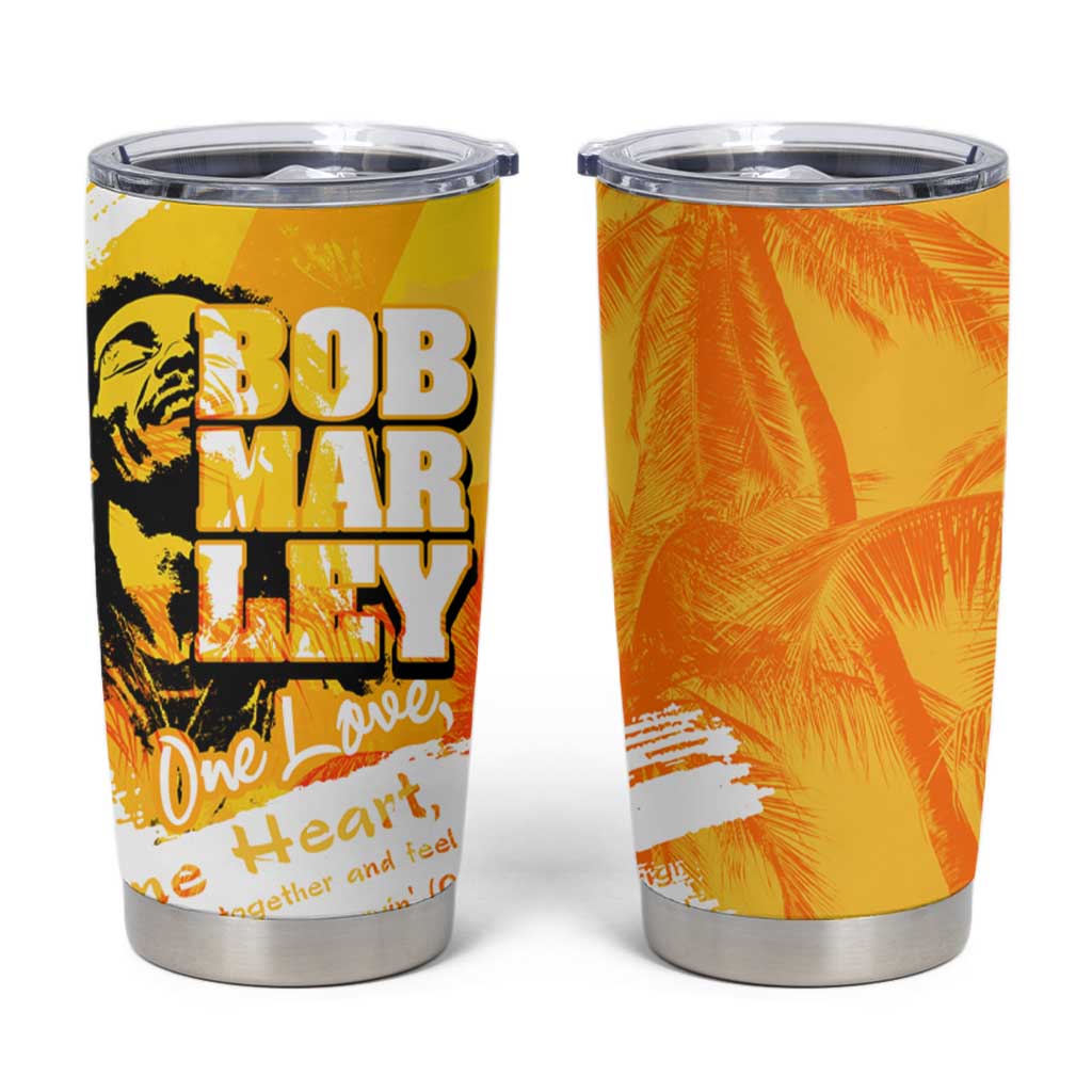 Legend Bob Reggae Tumbler Cup One Love One Heart Tropical Leaf