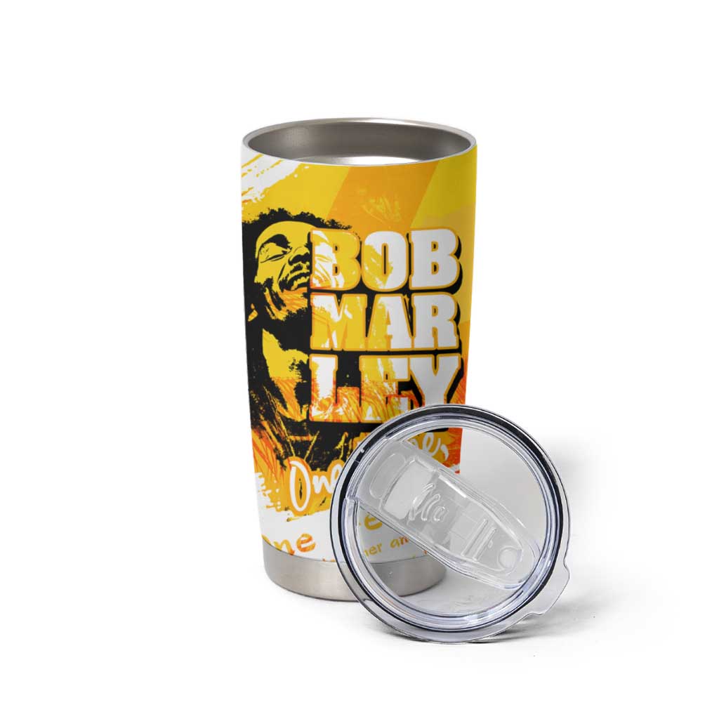 Legend Bob Reggae Tumbler Cup One Love One Heart Tropical Leaf