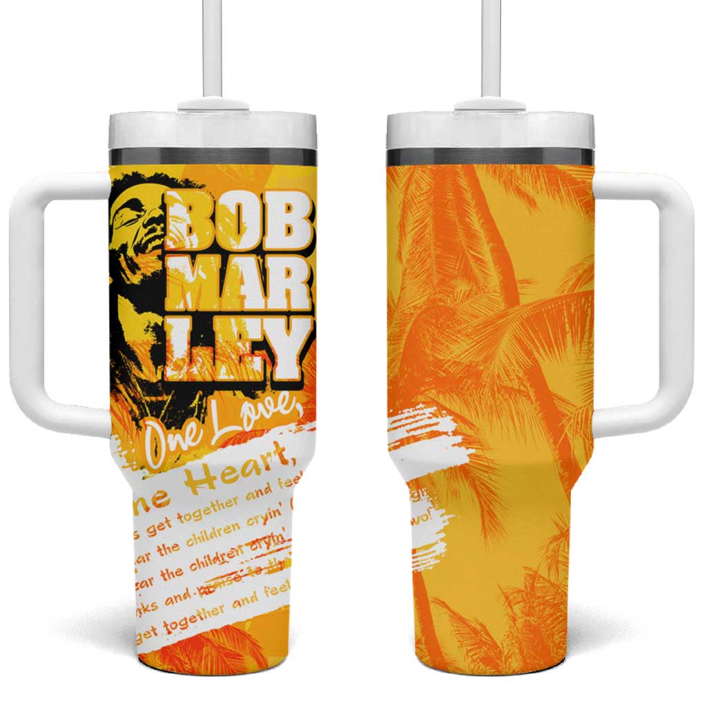 Legend Bob Reggae Tumbler With Handle One Love One Heart Tropical Leaf