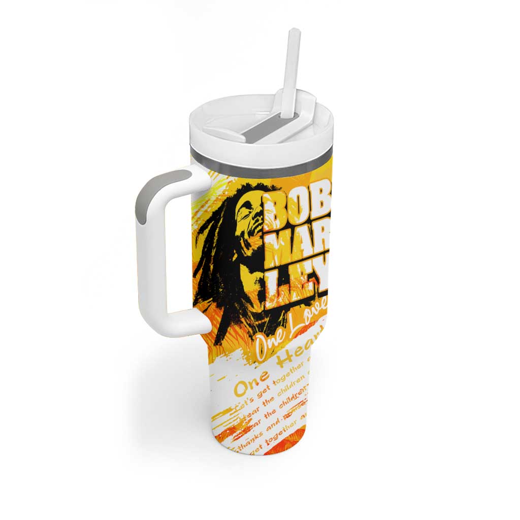 Legend Bob Reggae Tumbler With Handle One Love One Heart Tropical Leaf