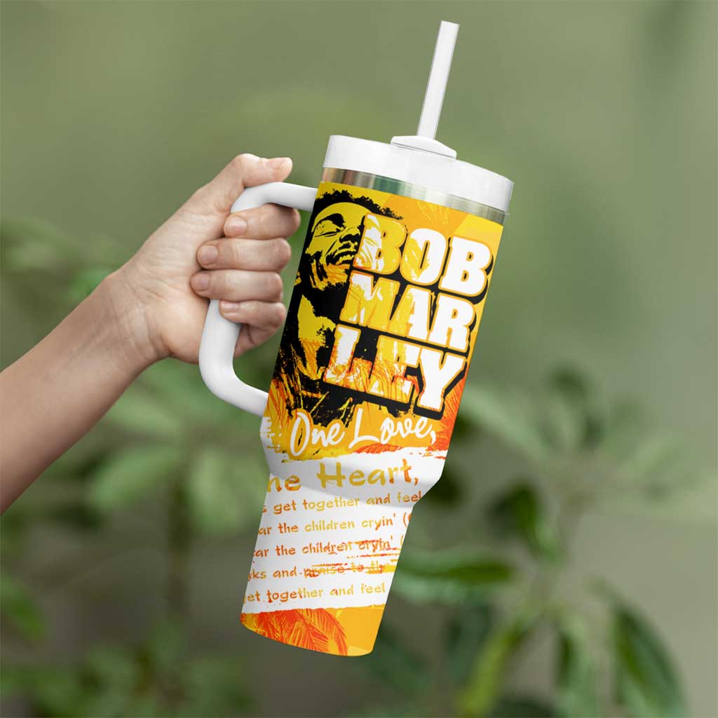 Legend Bob Reggae Tumbler With Handle One Love One Heart Tropical Leaf