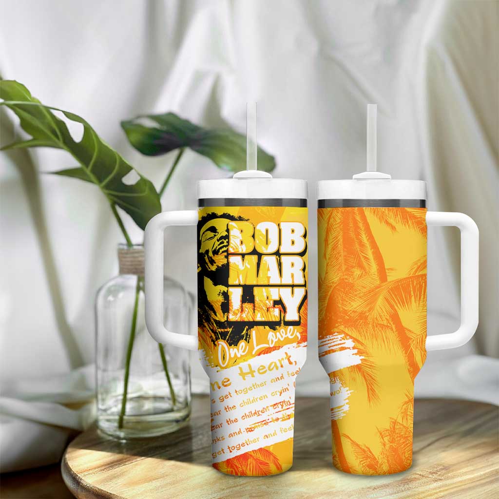 Legend Bob Reggae Tumbler With Handle One Love One Heart Tropical Leaf