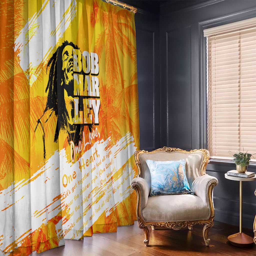 Legend Bob Reggae Window Curtain One Love One Heart Tropical Leaf
