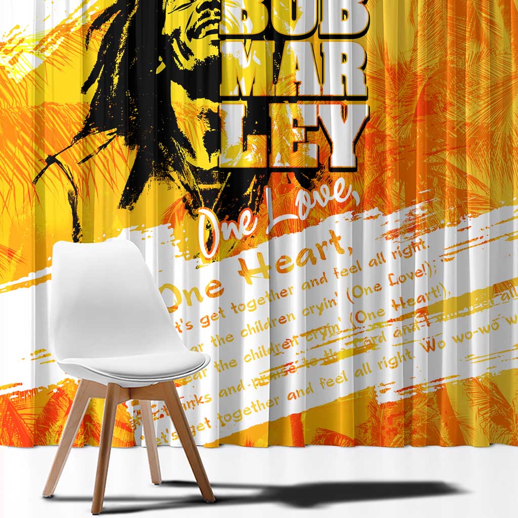 Legend Bob Reggae Window Curtain One Love One Heart Tropical Leaf