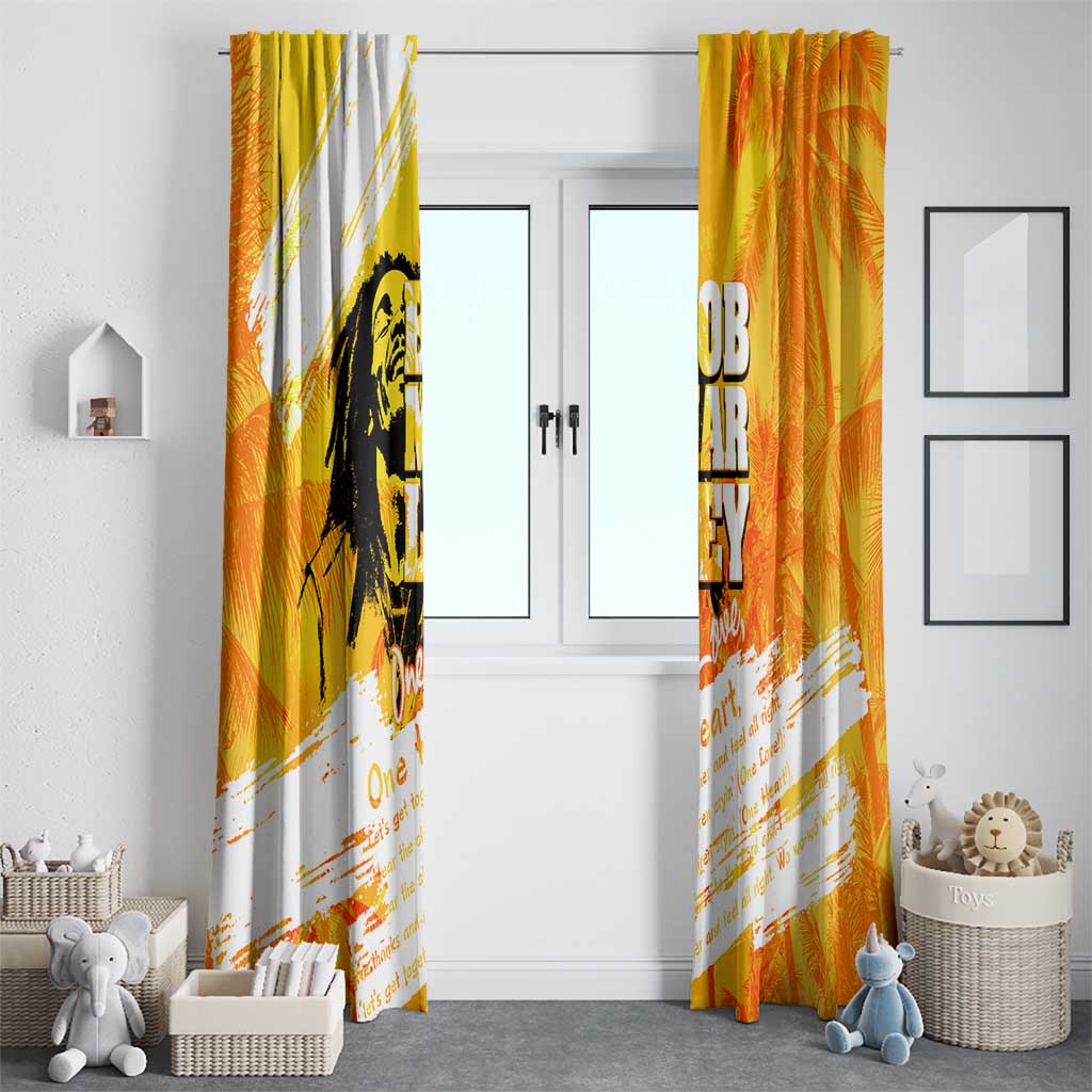 Legend Bob Reggae Window Curtain One Love One Heart Tropical Leaf