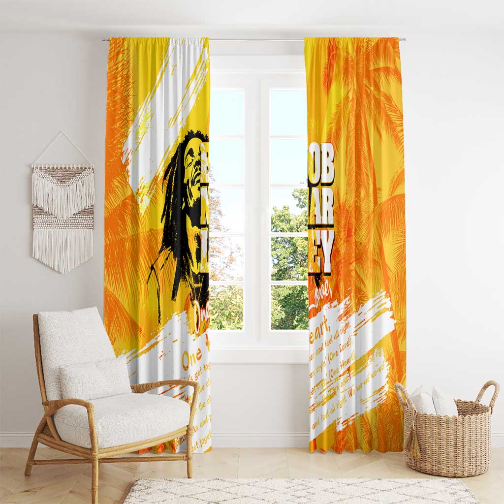 Legend Bob Reggae Window Curtain One Love One Heart Tropical Leaf