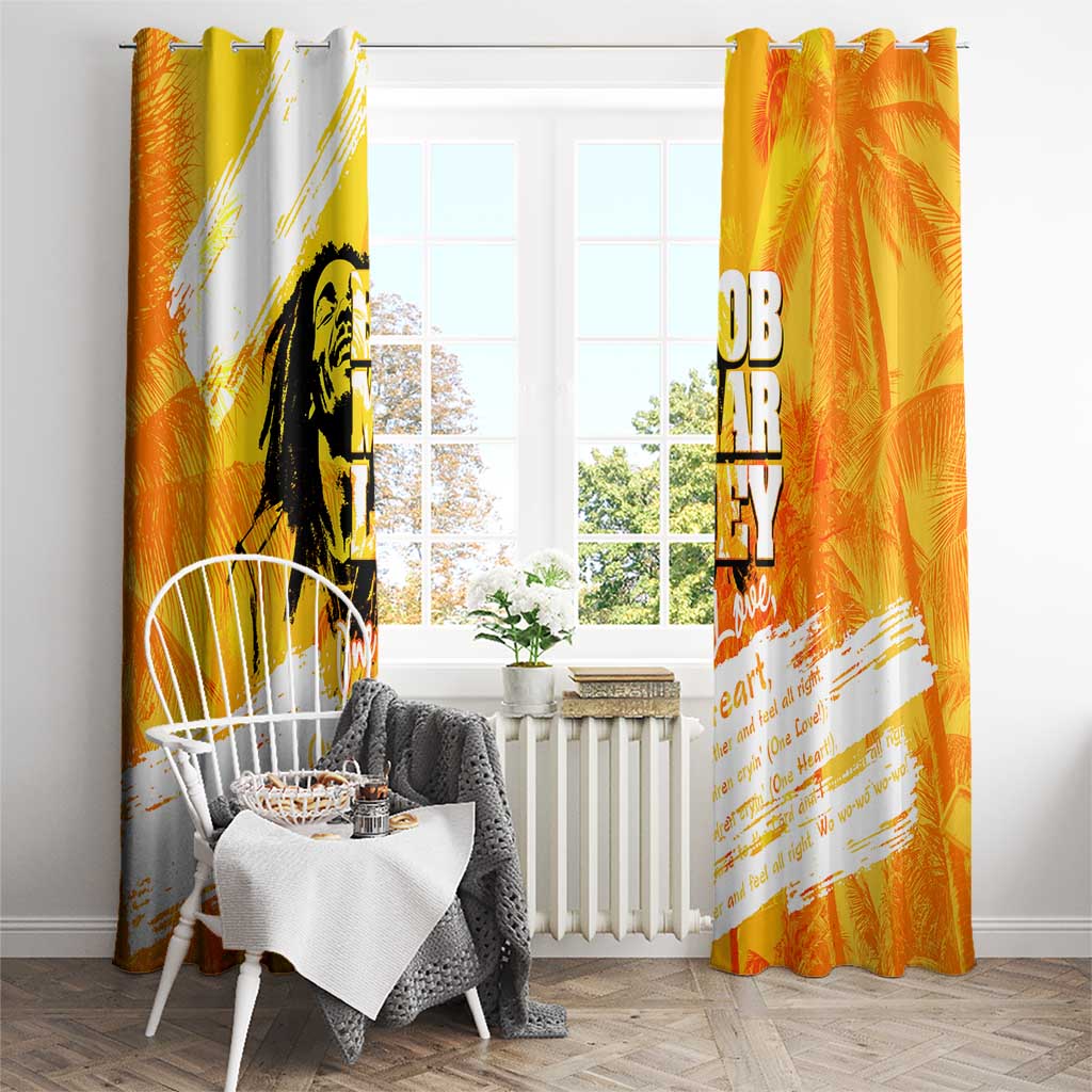 Legend Bob Reggae Window Curtain One Love One Heart Tropical Leaf