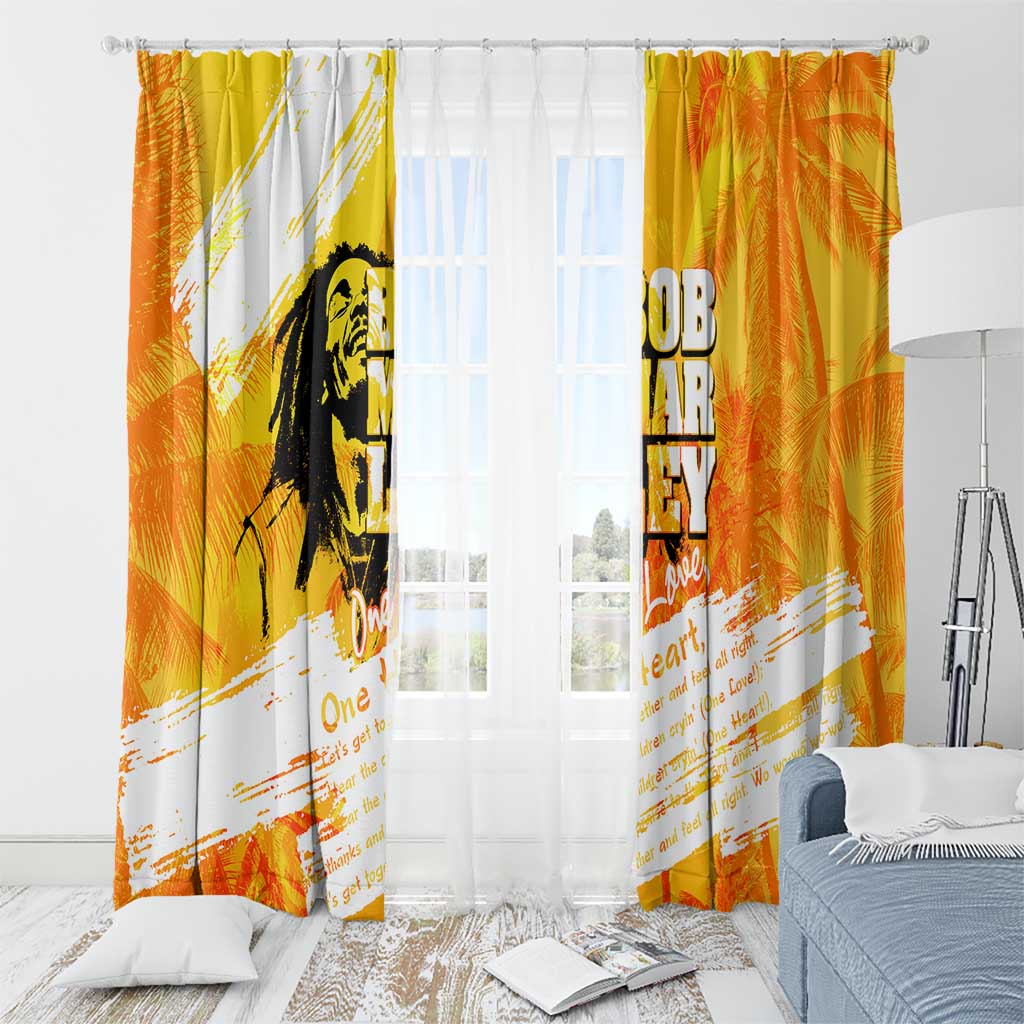 Legend Bob Reggae Window Curtain One Love One Heart Tropical Leaf