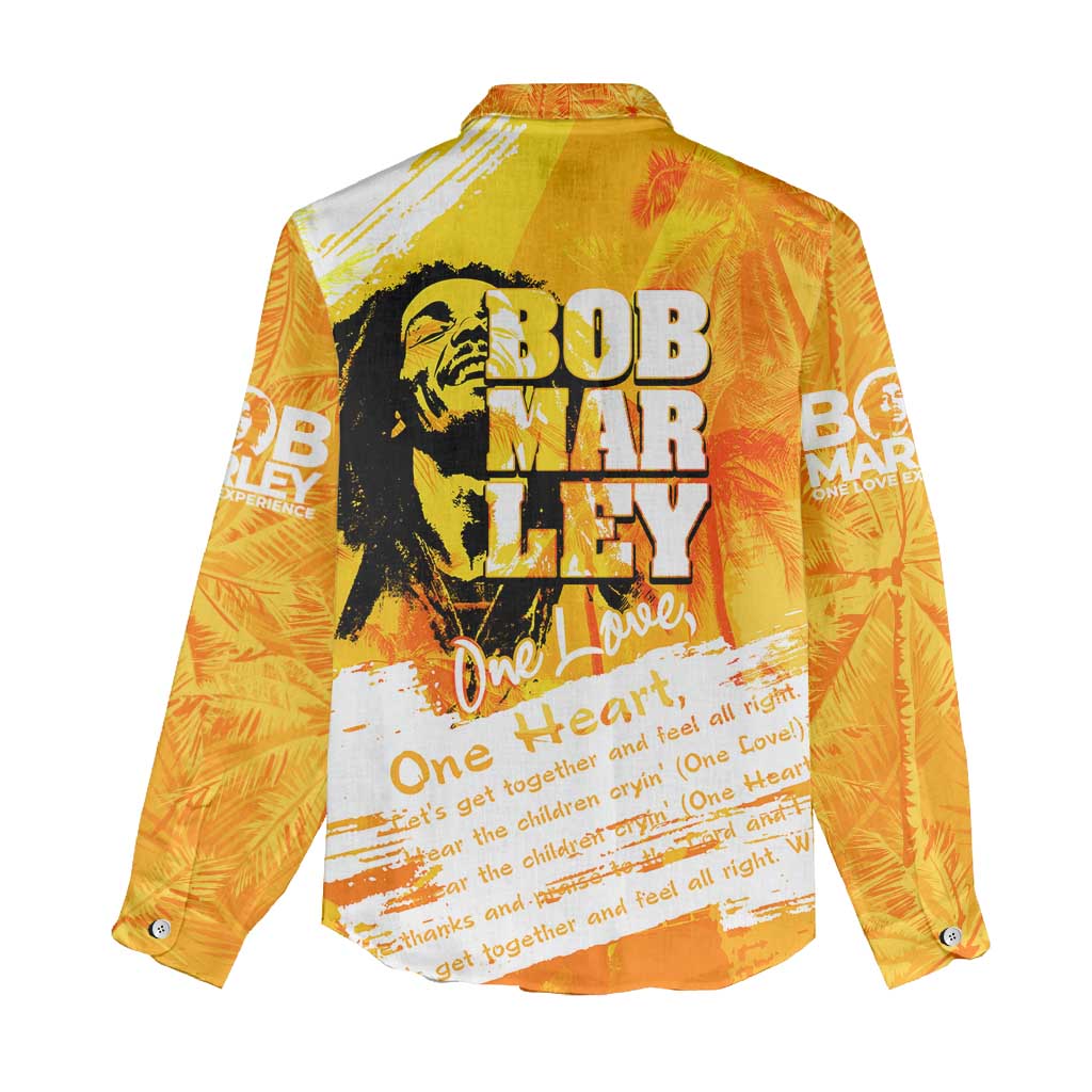 Legend Bob Reggae Women Casual Shirt One Love One Heart Tropical Leaf