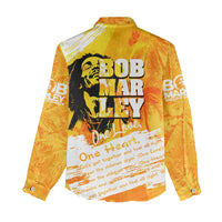 Legend Bob Reggae Women Casual Shirt One Love One Heart Tropical Leaf