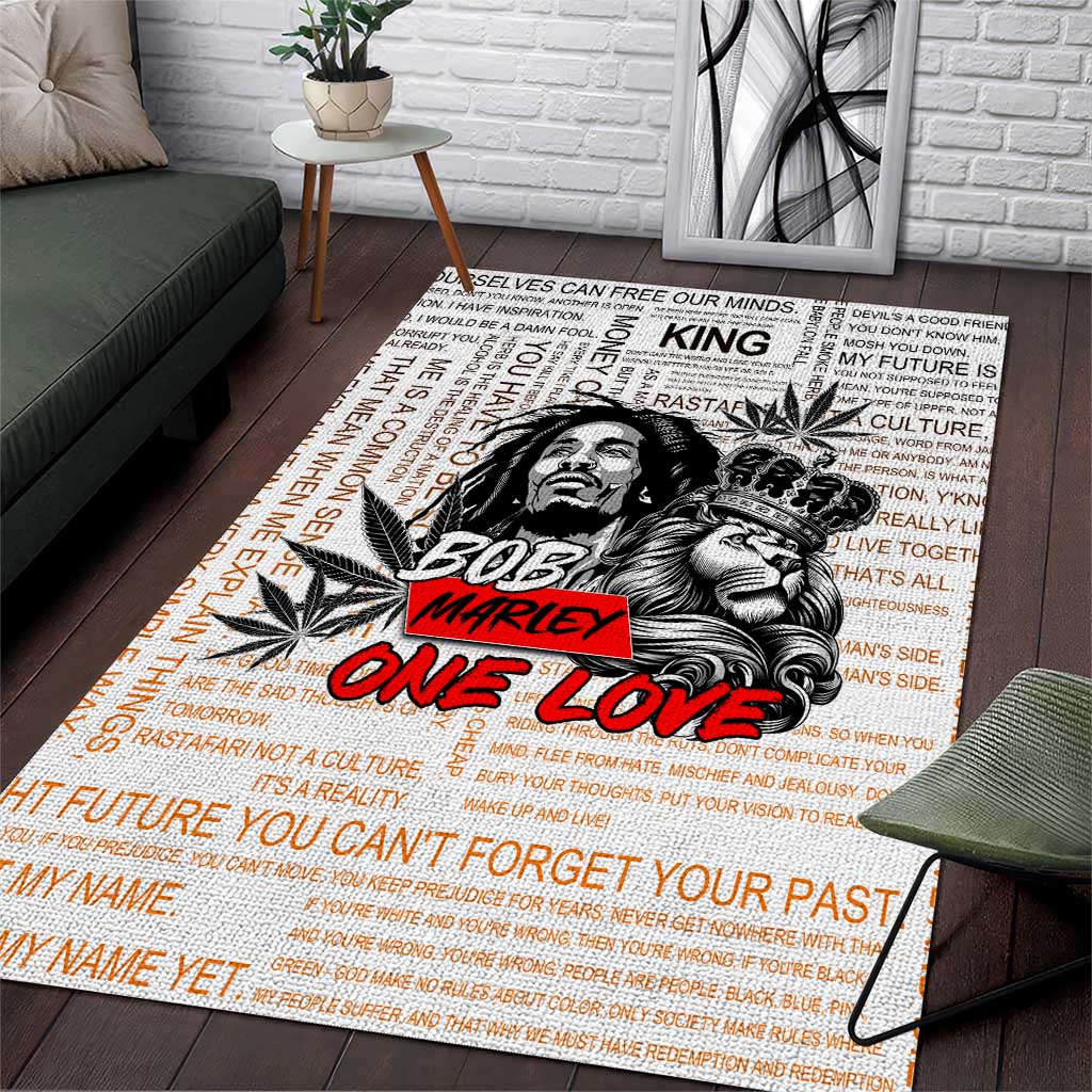 King of Reggae Legend Bob Area Rug Lion Rastafari Cannabis Typography Style