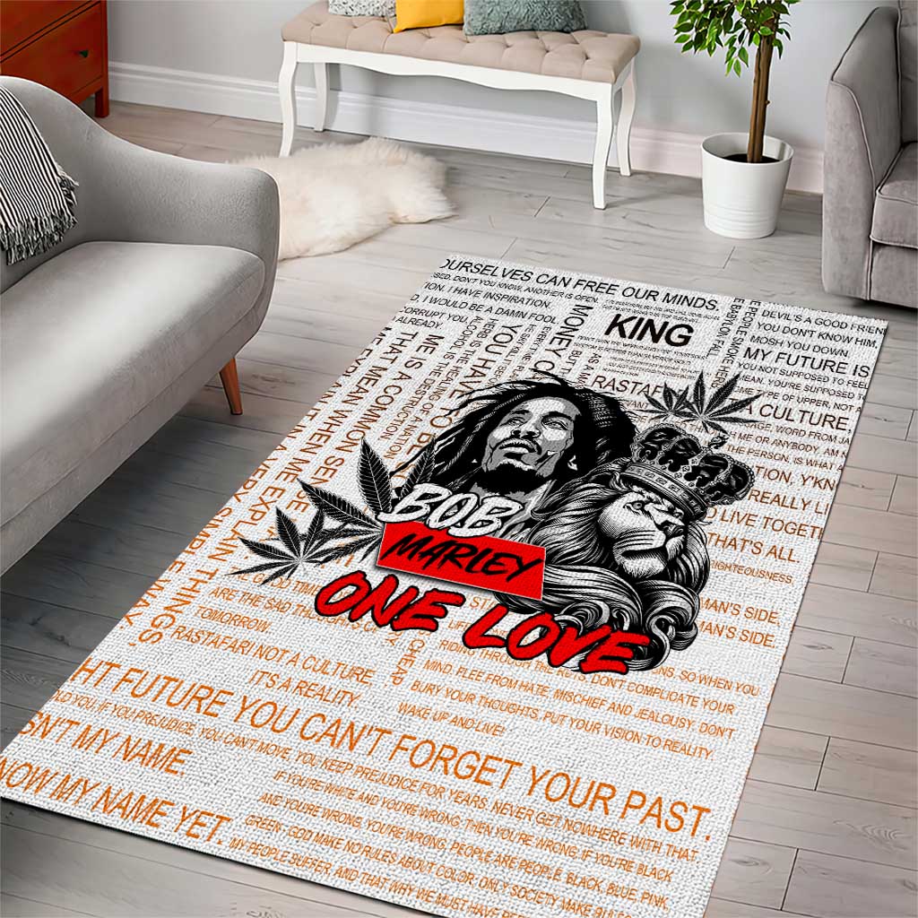 King of Reggae Legend Bob Area Rug Lion Rastafari Cannabis Typography Style