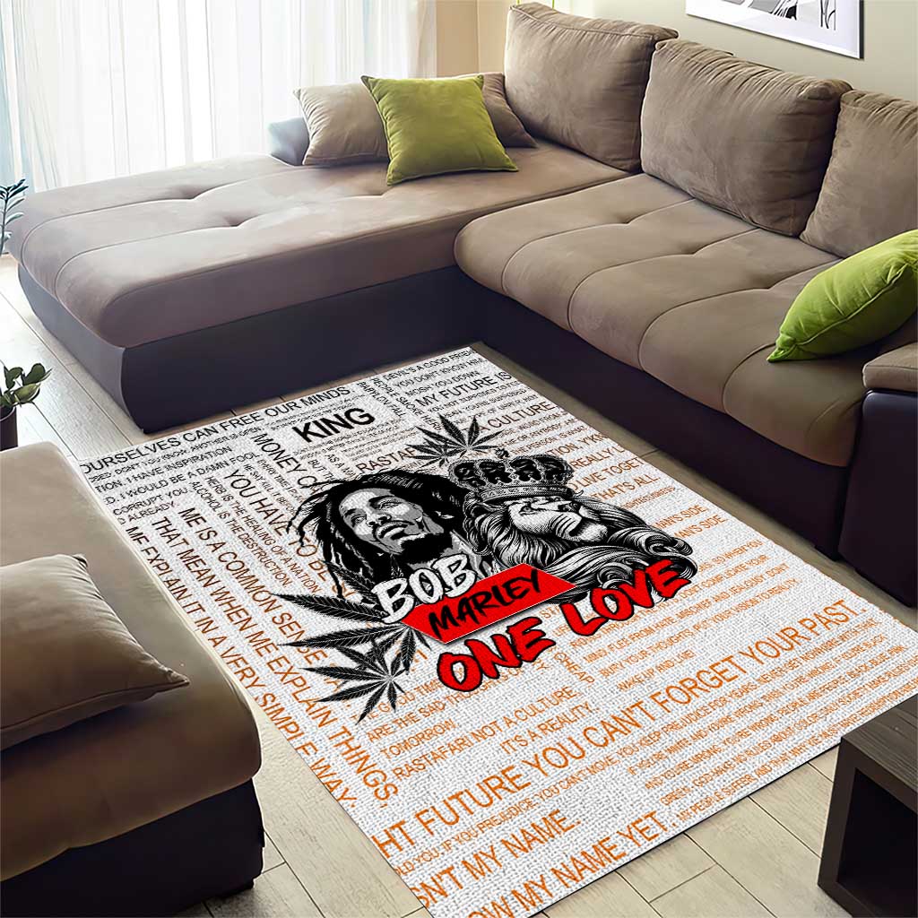 King of Reggae Legend Bob Area Rug Lion Rastafari Cannabis Typography Style