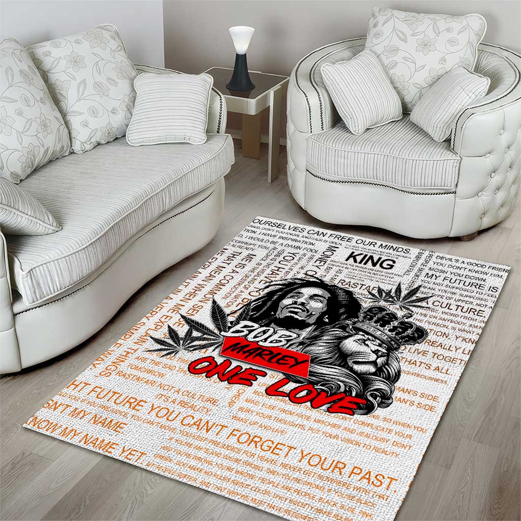 King of Reggae Legend Bob Area Rug Lion Rastafari Cannabis Typography Style
