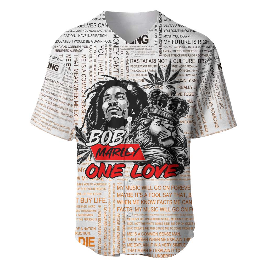 King of Reggae Legend Bob Baseball Jersey Lion Rastafari Cannabis Typography Style