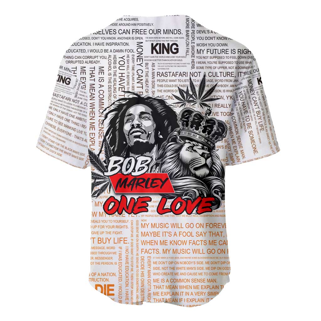 King of Reggae Legend Bob Baseball Jersey Lion Rastafari Cannabis Typography Style