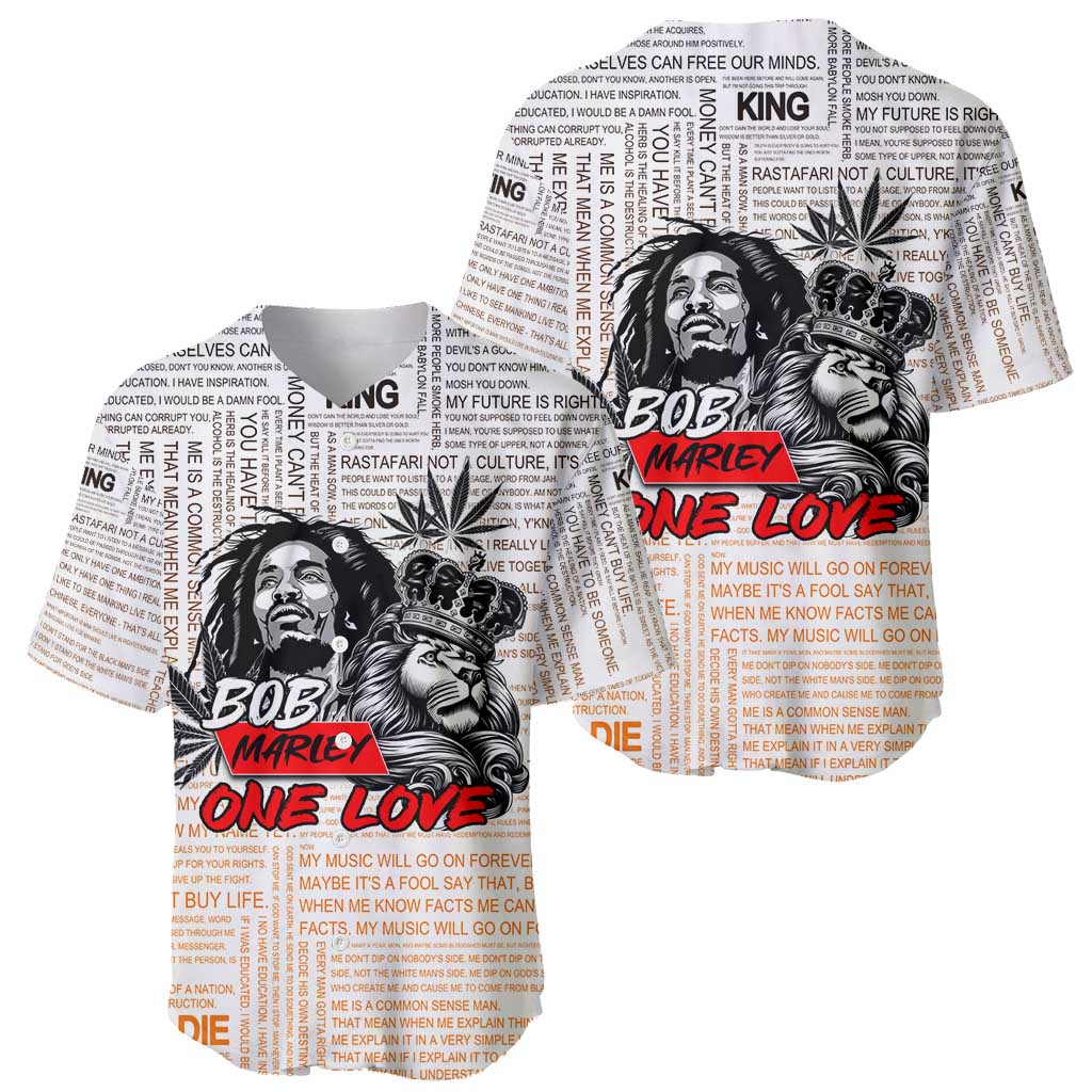 King of Reggae Legend Bob Baseball Jersey Lion Rastafari Cannabis Typography Style