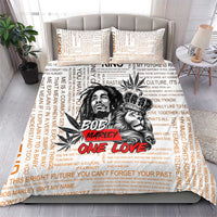 King of Reggae Legend Bob Bedding Set Lion Rastafari Cannabis Typography Style