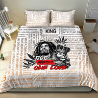 King of Reggae Legend Bob Bedding Set Lion Rastafari Cannabis Typography Style