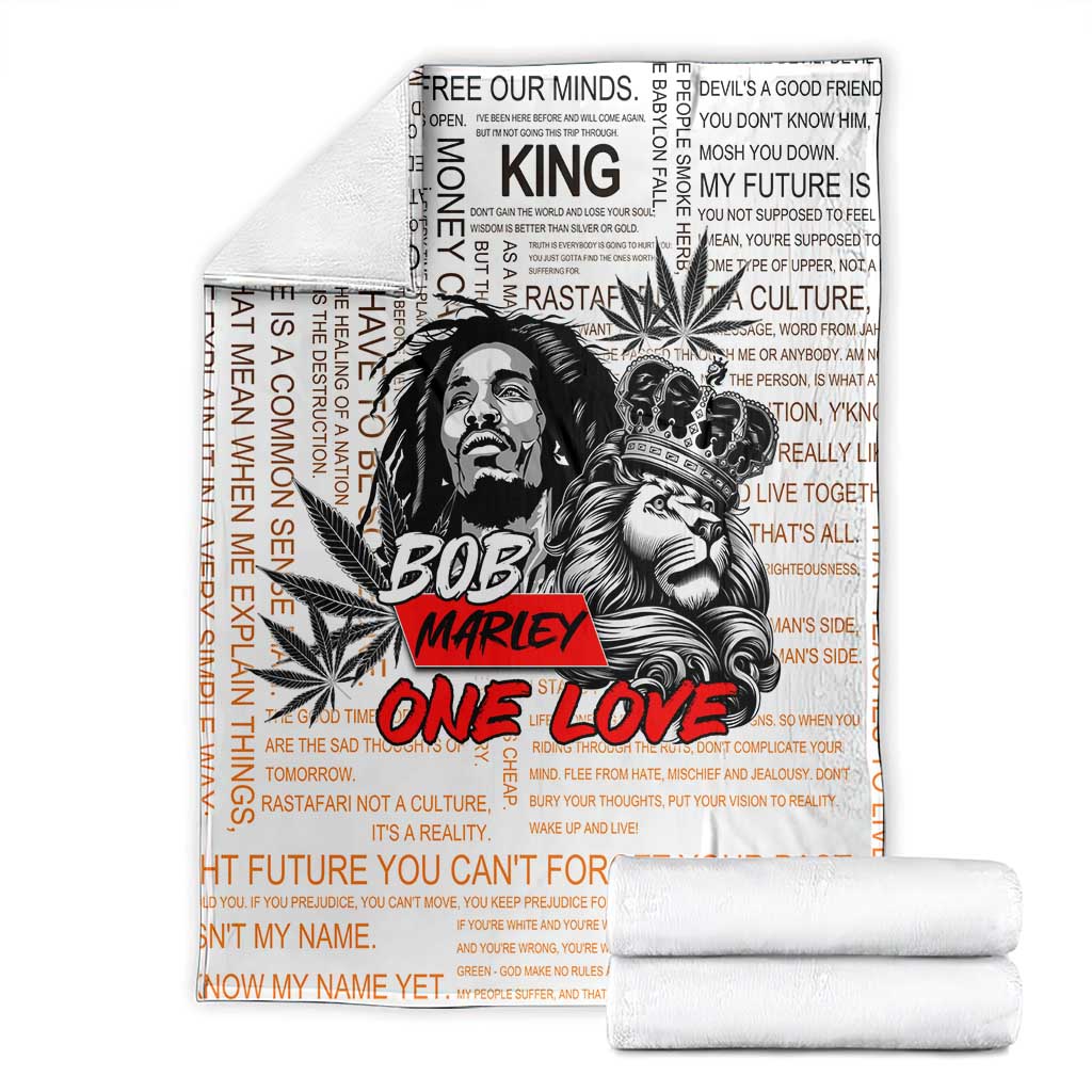 King of Reggae Legend Bob Blanket Lion Rastafari Cannabis Typography Style