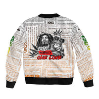King of Reggae Legend Bob Bomber Jacket Lion Rastafari Cannabis Typography Style