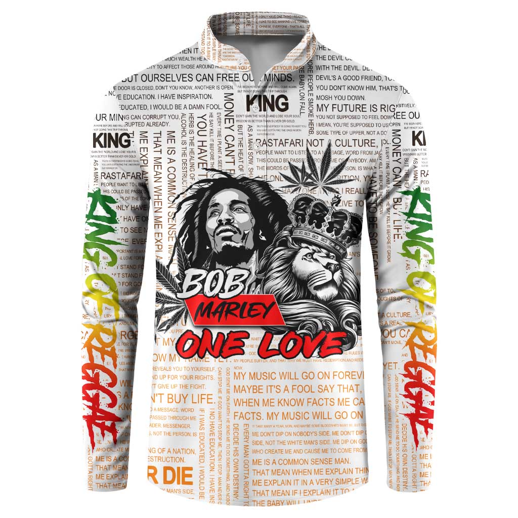 King of Reggae Legend Bob Button Sweatshirt Lion Rastafari Cannabis Typography Style