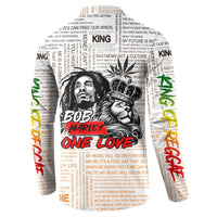 King of Reggae Legend Bob Button Sweatshirt Lion Rastafari Cannabis Typography Style