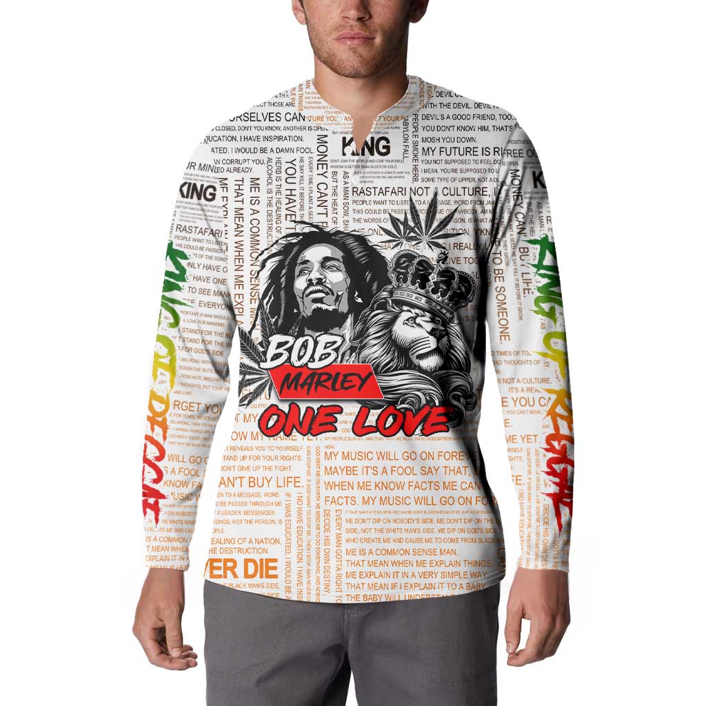 King of Reggae Legend Bob Button Sweatshirt Lion Rastafari Cannabis Typography Style