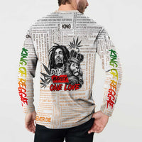 King of Reggae Legend Bob Button Sweatshirt Lion Rastafari Cannabis Typography Style