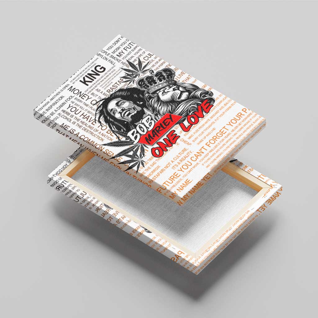 King of Reggae Legend Bob Canvas Wall Art Lion Rastafari Cannabis Typography Style