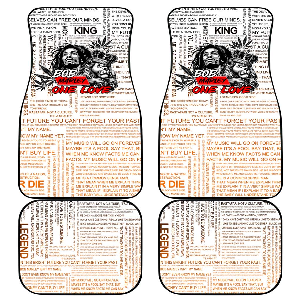 King of Reggae Legend Bob Car Mats Lion Rastafari Cannabis Typography Style