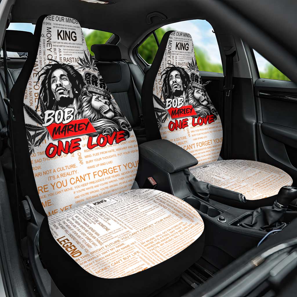 King of Reggae Legend Bob Car Seat Cover Lion Rastafari Cannabis Typography Style
