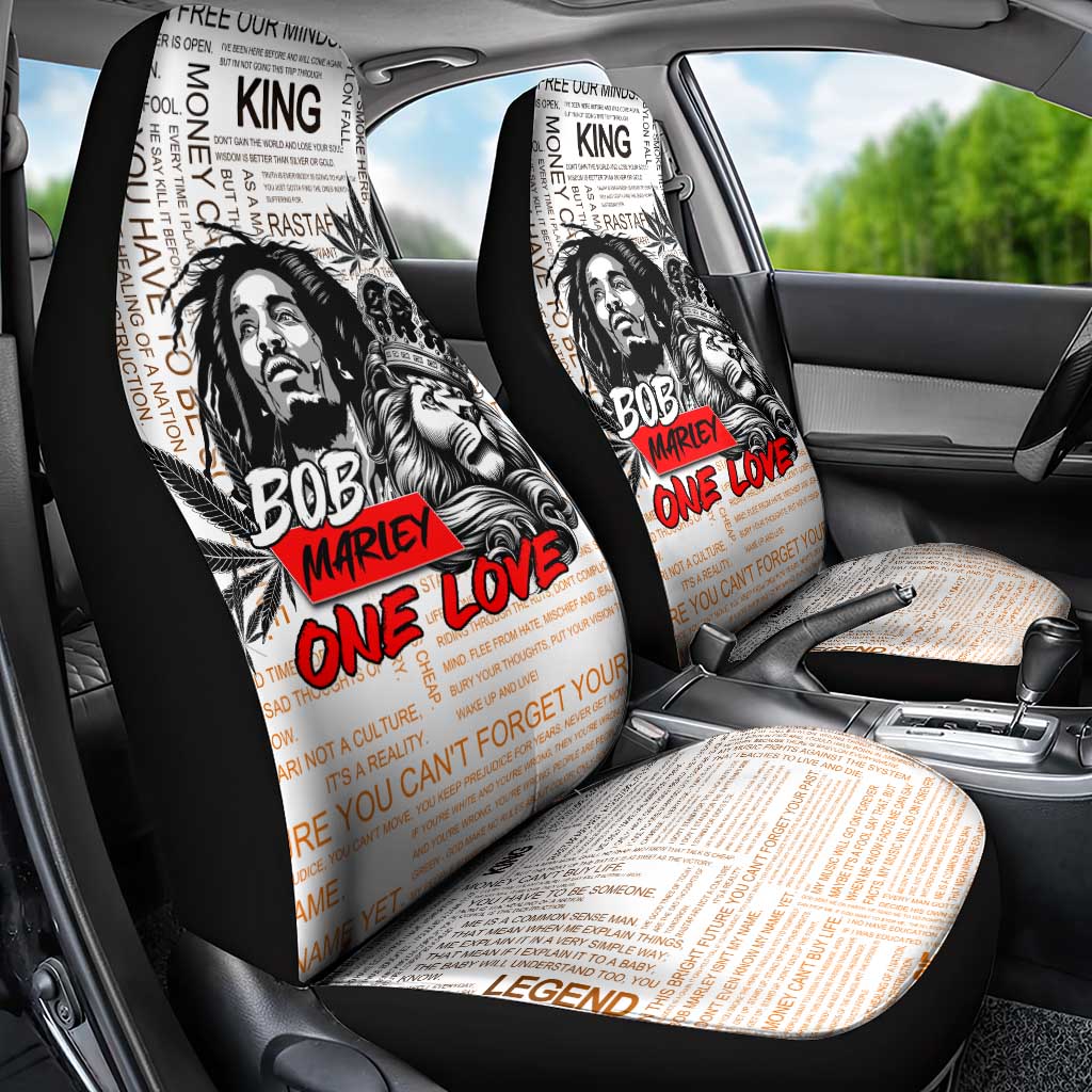 King of Reggae Legend Bob Car Seat Cover Lion Rastafari Cannabis Typography Style