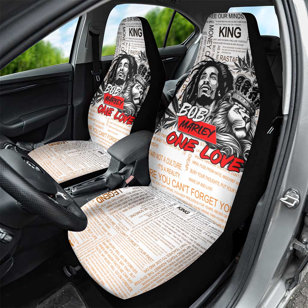 King of Reggae Legend Bob Car Seat Cover Lion Rastafari Cannabis Typography Style