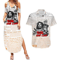 King of Reggae Legend Bob Couples Matching Summer Maxi Dress and Hawaiian Shirt Lion Rastafari Cannabis Typography Style