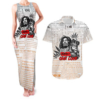 King of Reggae Legend Bob Couples Matching Tank Maxi Dress and Hawaiian Shirt Lion Rastafari Cannabis Typography Style