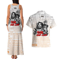 King of Reggae Legend Bob Couples Matching Tank Maxi Dress and Hawaiian Shirt Lion Rastafari Cannabis Typography Style