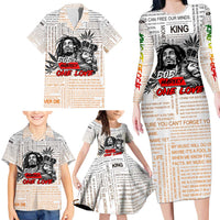 King of Reggae Legend Bob Family Matching Long Sleeve Bodycon Dress and Hawaiian Shirt Lion Rastafari Cannabis Typography Style